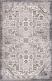 Unique Loom Outdoor Aztec Coba Machine Made Border Rug Charcoal Gray, Ivory/Gray 5' 3" x 7' 10"