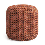 Hearth and Haven PET Polyester Woven Knitted Round Pouf B136P159030 Orange