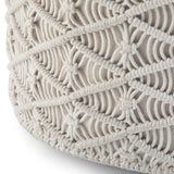 Hearth and Haven Round Pouf with Macrame Woven Natural Pattern B136P159319 White