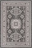 Unique Loom Outdoor Aztec Chalca Machine Made Border Rug Charcoal Gray, Ivory 5' 3" x 8' 0"