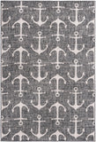 Unique Loom Outdoor Coastal Ahoy Machine Made Solid Print Rug Charcoal, Ivory/Gray 6' 1" x 9' 0"