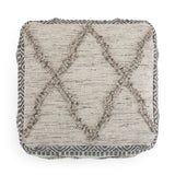 Hearth and Haven Wool and Cotton Woven Zig-Zag Square Pouf B136P159325 Natural
