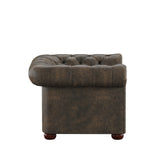 Homelegance By Top-Line Pietro Tufted Scroll Arm Chesterfield Chair Brown Polished Microfiber