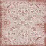 Unique Loom Outdoor Aztec Coba Machine Made Border Rug Rust Red, Ivory 7' 10" x 7' 10"