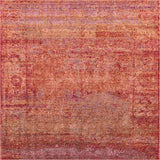 Unique Loom Austin Muse Machine Made Abstract Rug Red, Ivory/Light Green/Olive/Puce/Red/Yellow/Pink/Burgundy 8' 0" x 8' 0"