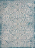 Unique Loom Outdoor Aztec Coba Machine Made Border Rug Teal, Ivory/Gray 10' 0" x 14' 1"