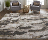 Feizy Rugs Vancouver Polypropylene/Polyester Machine Made Industrial Rug Ivory/Brown/Taupe 10' x 14'