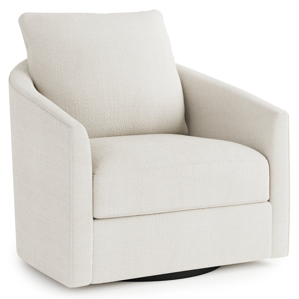 Bernhardt Astoria Swivel Chair In White Fabric — Plush Spring-Down Cus