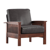 Parcell Mission-Style Oak Finish Wood Accent Chair
