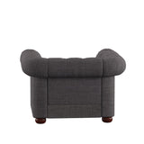Homelegance By Top-Line Pietro Tufted Scroll Arm Chesterfield Chair Dark Grey Linen