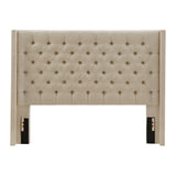 Homelegance By Top-Line Thorin Wingback Button Tufted Linen Fabric Headboard Beige Linen