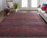 Feizy Rugs Voss Polyester Machine Made Farmhouse Rug Red/Gray 8'-10" x 12'