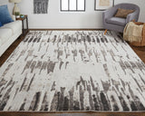 Feizy Rugs Vancouver Polypropylene/Polyester Machine Made Industrial Rug Ivory/Brown/Gray 9' x 12'