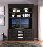 Parker House Washington Heights 66 In. TV Console with Hutch Washed Charcoal Poplar Solids / Birch Veneers WAS-2PC-ENT-WALL