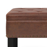 Hearth and Haven Upholstered Faux Leather Storage Ottoman with Tufted Top B136P159124 Dark Brown