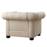 Homelegance By Top-Line Pietro Tufted Scroll Arm Chesterfield Chair Beige Linen