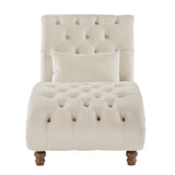 Homelegance By Top-Line Pietro Tufted Oversized Chaise Lounge Beige Velvet