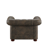 Homelegance By Top-Line Pietro Tufted Scroll Arm Chesterfield Chair Brown Polished Microfiber