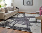 Feizy Rugs Coda Wool/Viscose Hand Woven Industrial Rug Black/White 10' x 14'