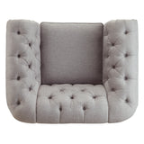 Homelegance By Top-Line Pietro Tufted Scroll Arm Chesterfield Chair Grey Linen