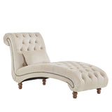 Homelegance By Top-Line Pietro Tufted Oversized Chaise Lounge Beige Velvet