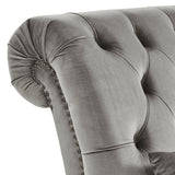 Homelegance By Top-Line Pietro Tufted Oversized Chaise Lounge Grey Velvet