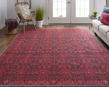 Feizy Rugs Voss Polyester Machine Made Cottage Rug Red/Black 7'-10" x 9'-10"