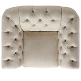 Homelegance By Top-Line Pietro Tufted Scroll Arm Chesterfield Chair Beige Linen
