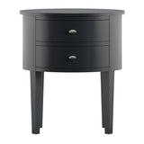 Homelegance By Top-Line Tallon 2-Drawer Oval Wood Accent Table Black Wood