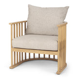 Mercana Kopari Accent Chair Beige Fabric | Light Brown Wood 