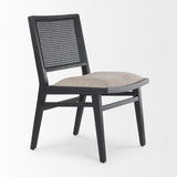 Mercana Wynn Dining Chair Beige Fabric | Black Wood