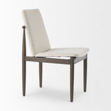Mercana Cavett Dining Chair  Cream Bouclé Fabric | Dark Brown Wood