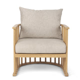 Mercana Kopari Accent Chair Beige Fabric | Light Brown Wood 