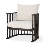 Mercana Kopari Accent Chair  White Boucle | Dark Brown Wood