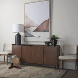 Mercana Cline Dining Chair  Cream Fabric | Brown Wood