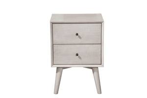 Alpine Furniture Flynn Mid Century Modern 2 Drawer Nightstand, Gray 966G-02 Gray Mahogany Solids & Okoume Veneer 18 x 15 x 26