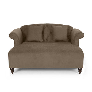 Noble House Freas Contemporary Tufted Double Chaise Lounge with Accent Pillows, Brown and Dark Espresso
