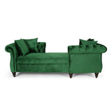 Houck Modern Glam Tufted Velvet Tete-A-Tete Chaise Lounge with Accent Pillows