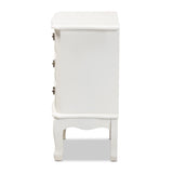 Baxton Studio Gabrielle Traditional French Country Provincial White-Finished 3-Drawer Wood Nightstand