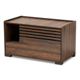 Claire Modern and Contemporary Walnut Brown Finished Cat Litter Box Cover House