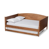 Veles Mid-Century Modern Ash Walnut Finished Wood Daybed with Trundle