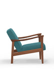 Alpine Furniture Zephyr Lounge Chair, Turquoise RT641A-TUR Medium Brown-Turquoise Solid Rubberwood Frame 27.5 x 34 x 29