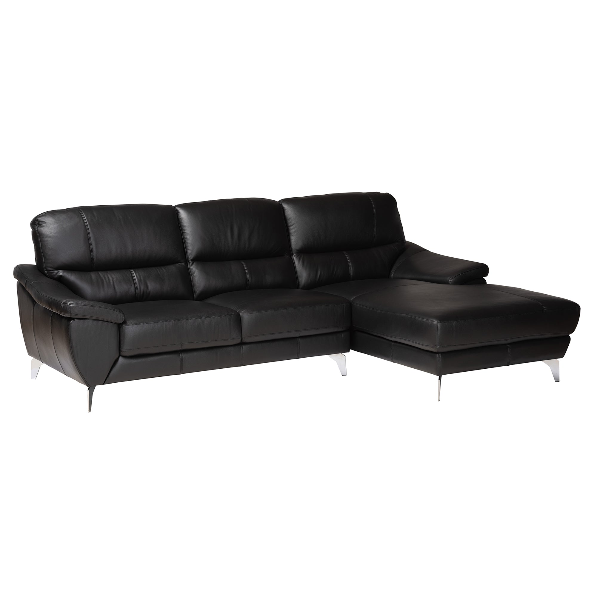 Townsend Modern Full Leather Sectional Sofa with Right Facing