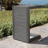 Noble House Cape Coral Outdoor Grey Aluminum C-Shaped Side Table
