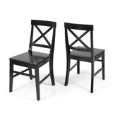 Roshan Farmhouse Black Finish Acacia Wood Dining Chairs