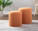 Tray Contemporary Nesting Ottoman Set in Orange Fabric and Natural Wood by LumiSource