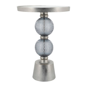 Sagebrook Home Contemporary Metal, 22"h Orb Side Table, Mirror Top, Gry/brnz 16572-04 Gray Glass