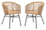 English Elm EE2977 Steel, Polyethylene Modern Commercial Grade Dining Chair Set - Set of 2 Natural, Black Steel, Polyethylene