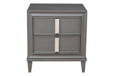 Alpine Furniture Lorraine 2 Drawer Nightstand, Dark Grey 8171-02 Dark Grey Pine & Poplar Solids with Mindy Veneer 27 x 17.5 x 28.5