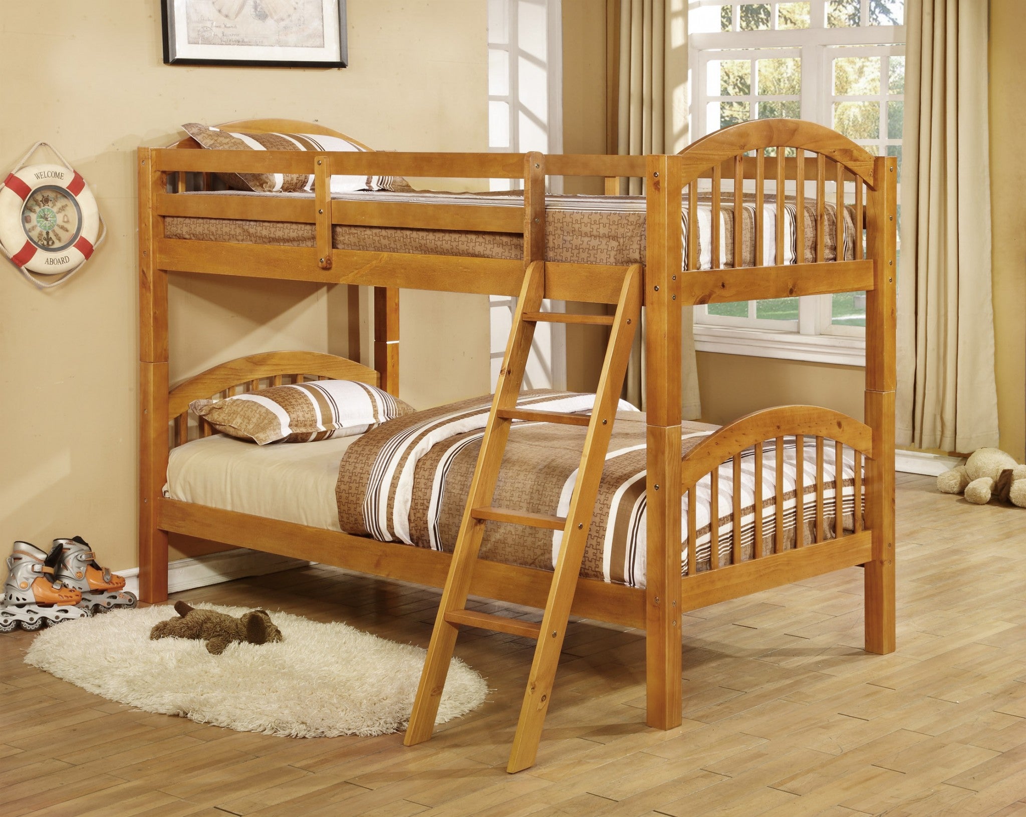 Solid wood bunk beds store twin over twin